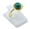 Bague Argent 925 Malachite Ronde - Plaquage Or - Taille Universelle