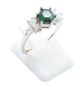 Bague Argent 925 'Flocon d'Argent' - Malachite - Plaqué Platine - Taille Réglable