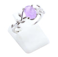 Bague Argent 925 'Murmure de Laurier' - Améthyste - Plaqué Platine - Taille Réglable