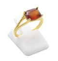 Bague Argent 925 Grenat Rectangle - Plaquage Or - Taille Universelle