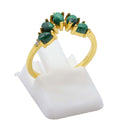 Bague Argent 925 Malachite Diadème - Plaquage Or - Taille Universelle