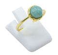 Bague Argent 925 Amazonite Ronde - Plaquage Or - Taille Universelle