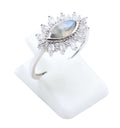 Bague Argent 925 'Oeil Solaire' - Labradorite - Plaqué Platine - Taille Réglable