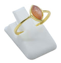 Bague Argent 925 Pierre de Soleil Marquise - Plaquage Or - Taille Universelle