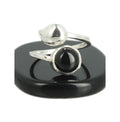 Agate Noire Bague en Argent pierre cabochon rond 8mm - Bijou de créateur