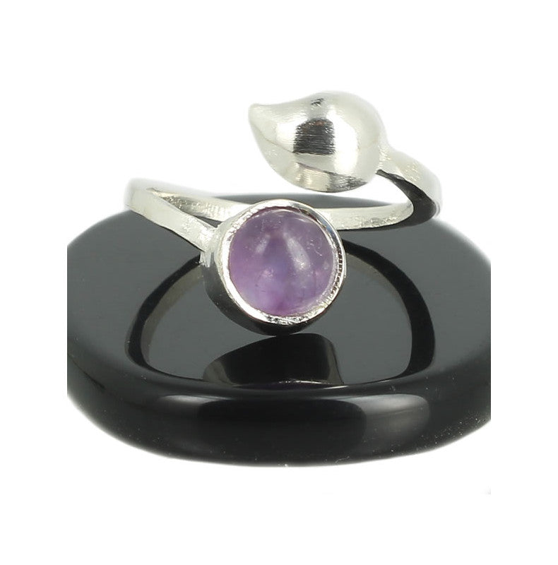 Améthyste Bague en Argent pierre cabochon rond 8mm - Bijou de créateur