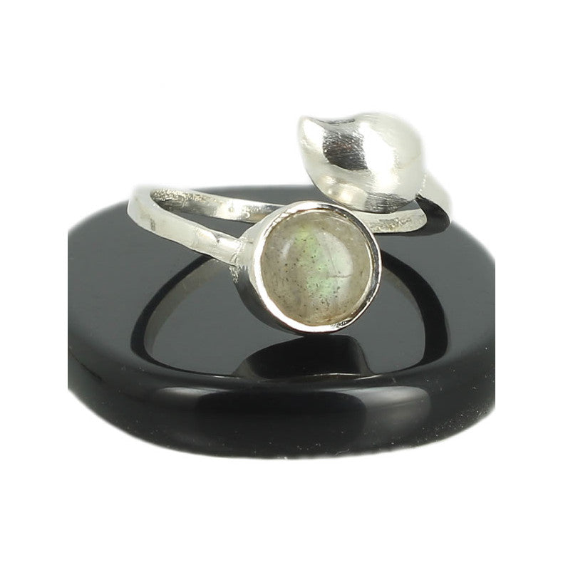 Labradorite Bague en Argent pierre cabochon rond 8mm - Bijou de créateur