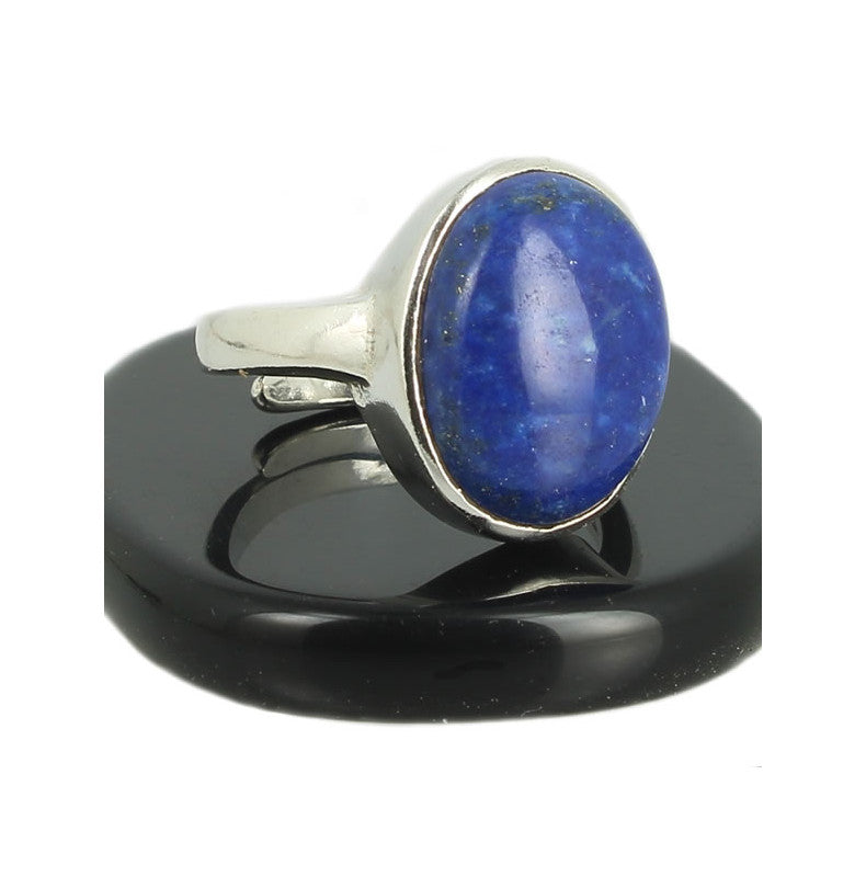 Lapis Lazuli Bague en Argent pierre cabochon ovale 16x12mm - Bijou de créateur