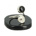 Agate Noire Bague Spirale en Argent pierre cabochon rond 8mm - Bijou de créateur