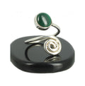 Malachite Bague Spirale en Argent pierre cabochon rond 8mm - Bijou de créateur