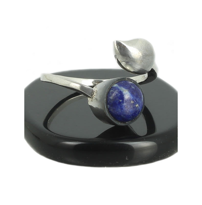 Lapis Lazuli Bague en Argent pierre cabochon rond 8mm - Bijou de créateur