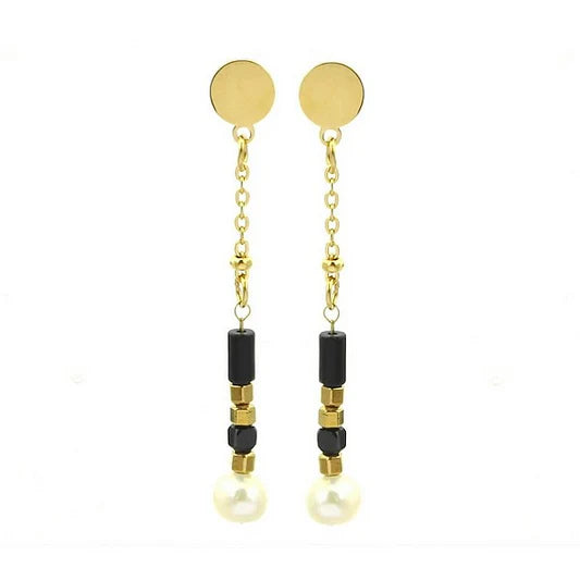 Boucles d'oreilles acier chirurgical inoxydable pierre naturelle agate