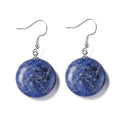 Boucles d'oreilles pendantes acier inoxydable pierres naturelles rondes sodalite