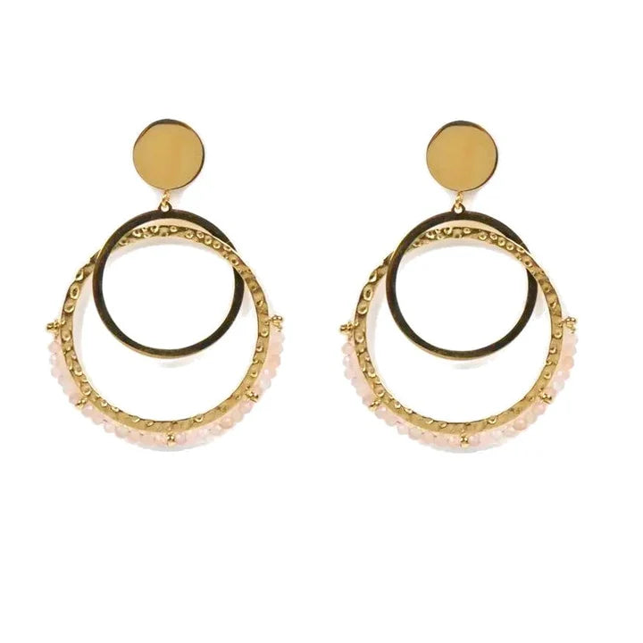 Boucles d'oreilles pendantes Laurie acier inoxydable pierres naturelles cornaline