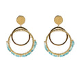 Boucles d'oreilles pendantes Laurie acier inoxydable pierres naturelles apatite bleu