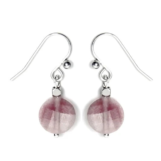 Boucles d'oreilles acier inoxydable gemme mauve