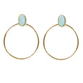 Boucles d'oreilles tombante Rihanna acier inoxydable pierres naturelles amazonite