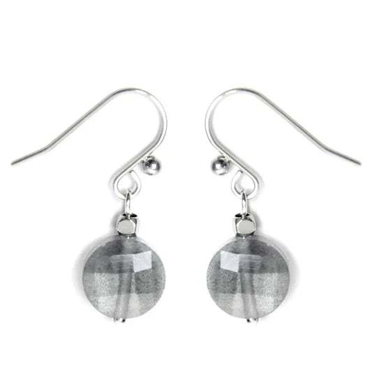 Boucles d'oreilles acier inoxydable gemme grise