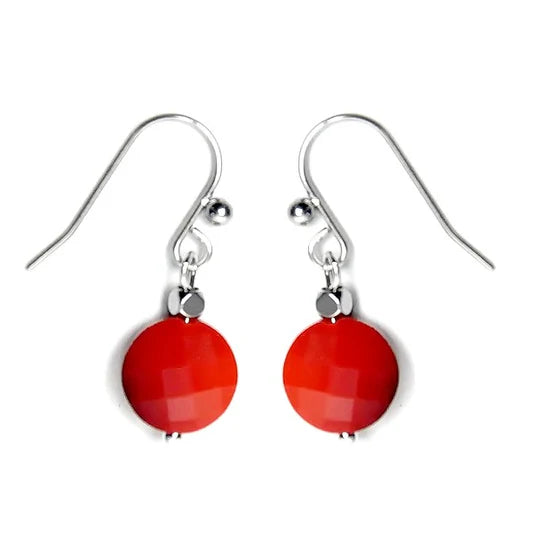 Boucles d'oreilles acier inoxydable gemme rouge