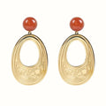 Boucles d'oreilles pendantes Marie acier inoxydable pierres naturelles de soleil