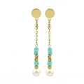 Boucles d'oreilles acier chirurgical inoxydable pierre naturelle amazonite