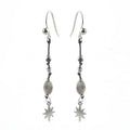 Boucles d'oreilles étoile tombantes 45 mm pierre naturelle labradorite