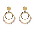 Boucles d'oreilles pendantes Laurie acier inoxydable pierres naturelles rhodochrosite