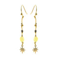 Boucles d'oreilles étoile tombantes 45 mm pierre naturelle citrine