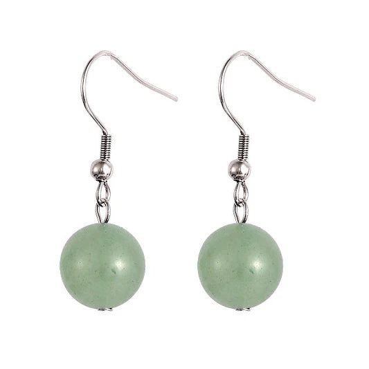 Boucles d'oreilles acier inoxydable tombante pierre naturelle aventurine