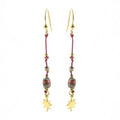 Boucles d'oreilles étoile tombantes 45 mm pierre naturelle rhodonite