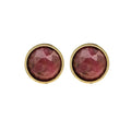 Boucles d'oreilles puces acier pierre naturelle agate rouge