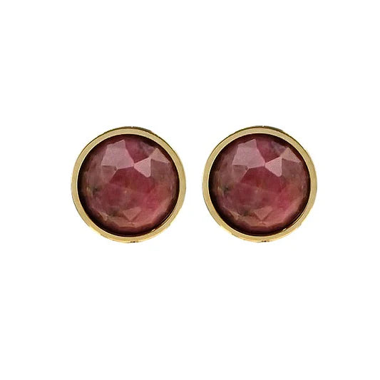Boucles d'oreilles puces acier pierre naturelle agate rouge