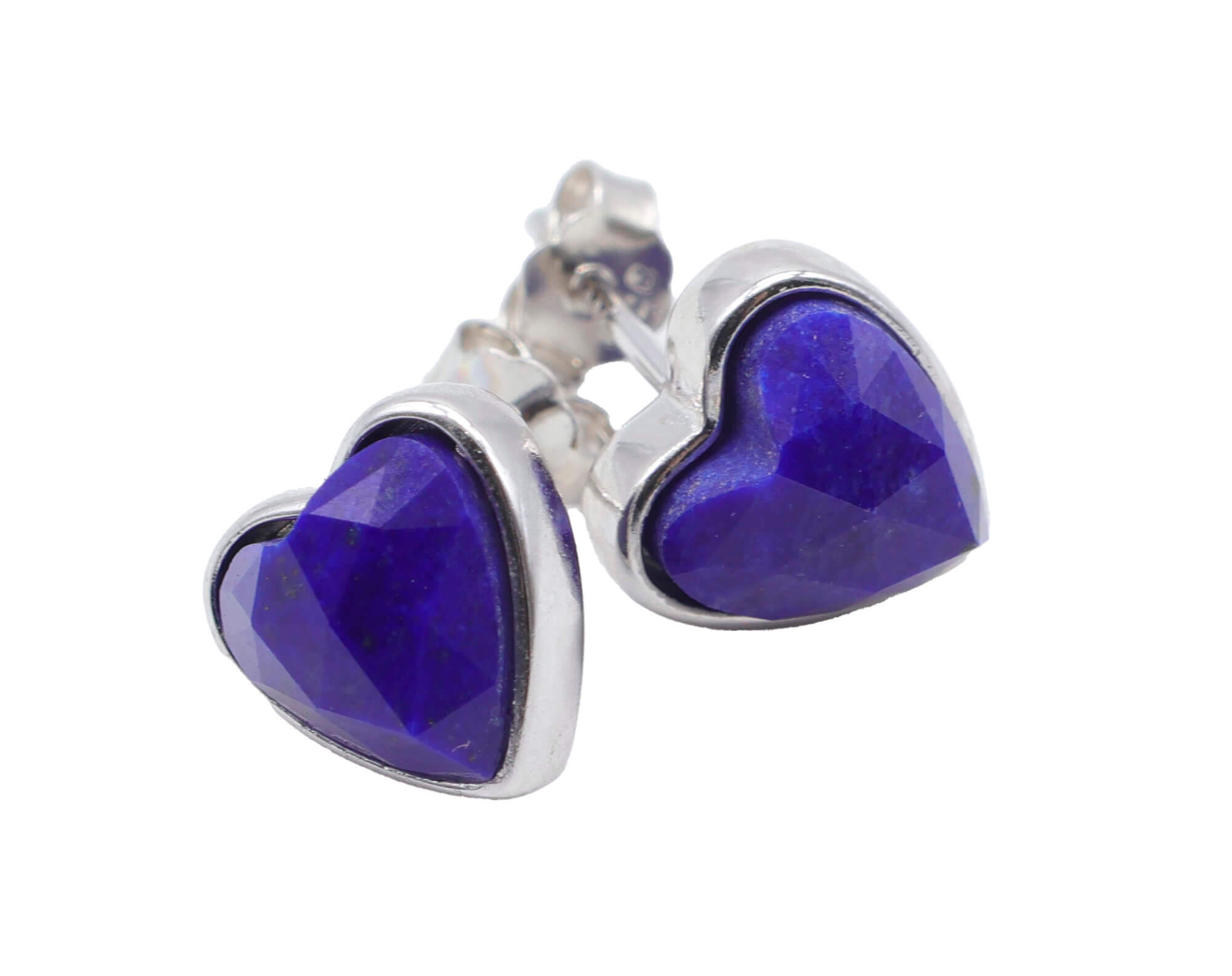 Boucles d'oreilles Argent 925 Lapis Lazuli Coeur