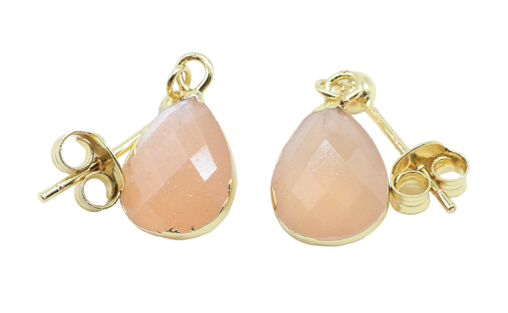 Boucles d'oreilles Argent 925 'Ondée Dorée' - Pierre de Soleil - Plaquage Or