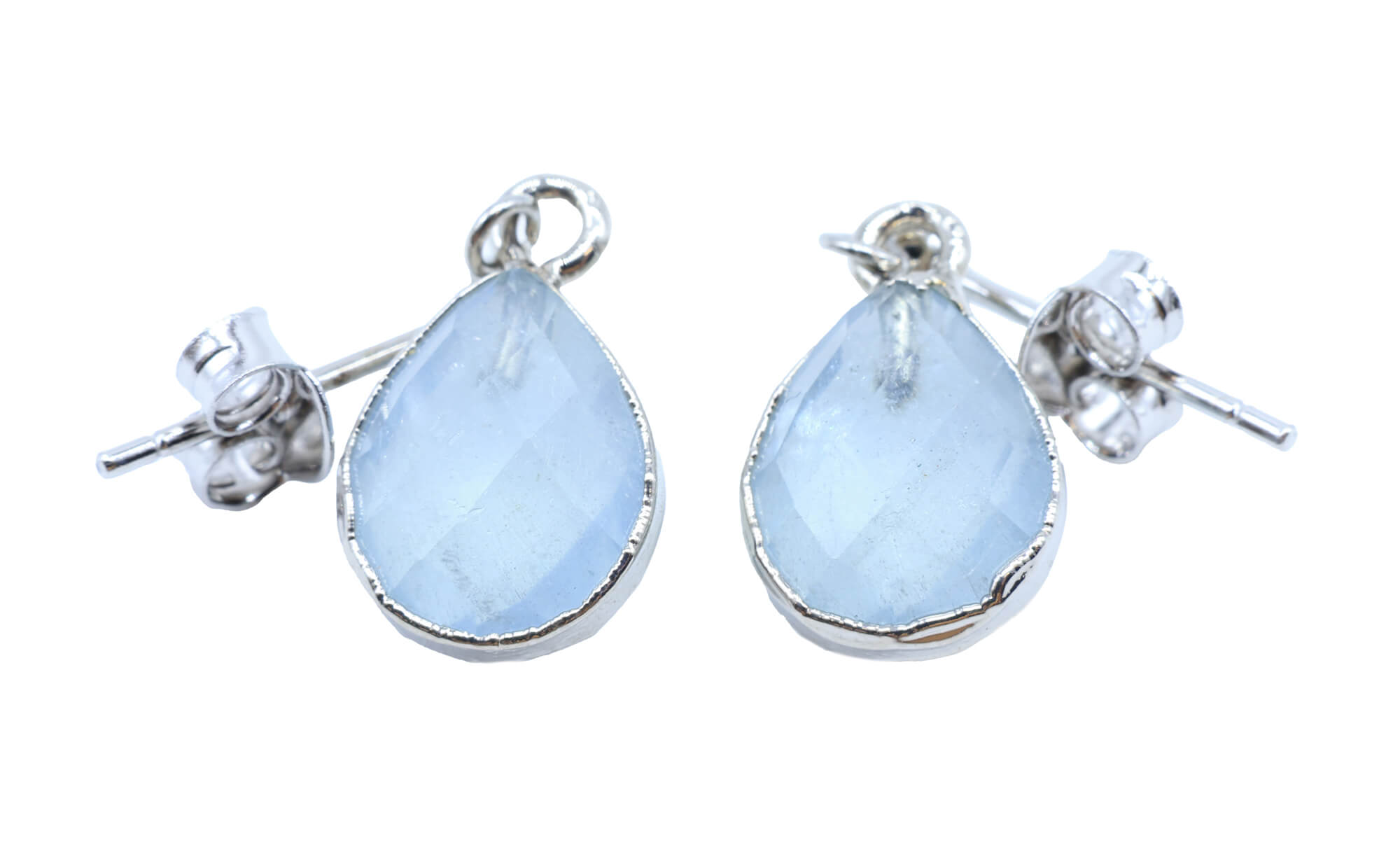 Boucles d'oreilles Argent 925 'Ondée Argentée' - Aigue Marine