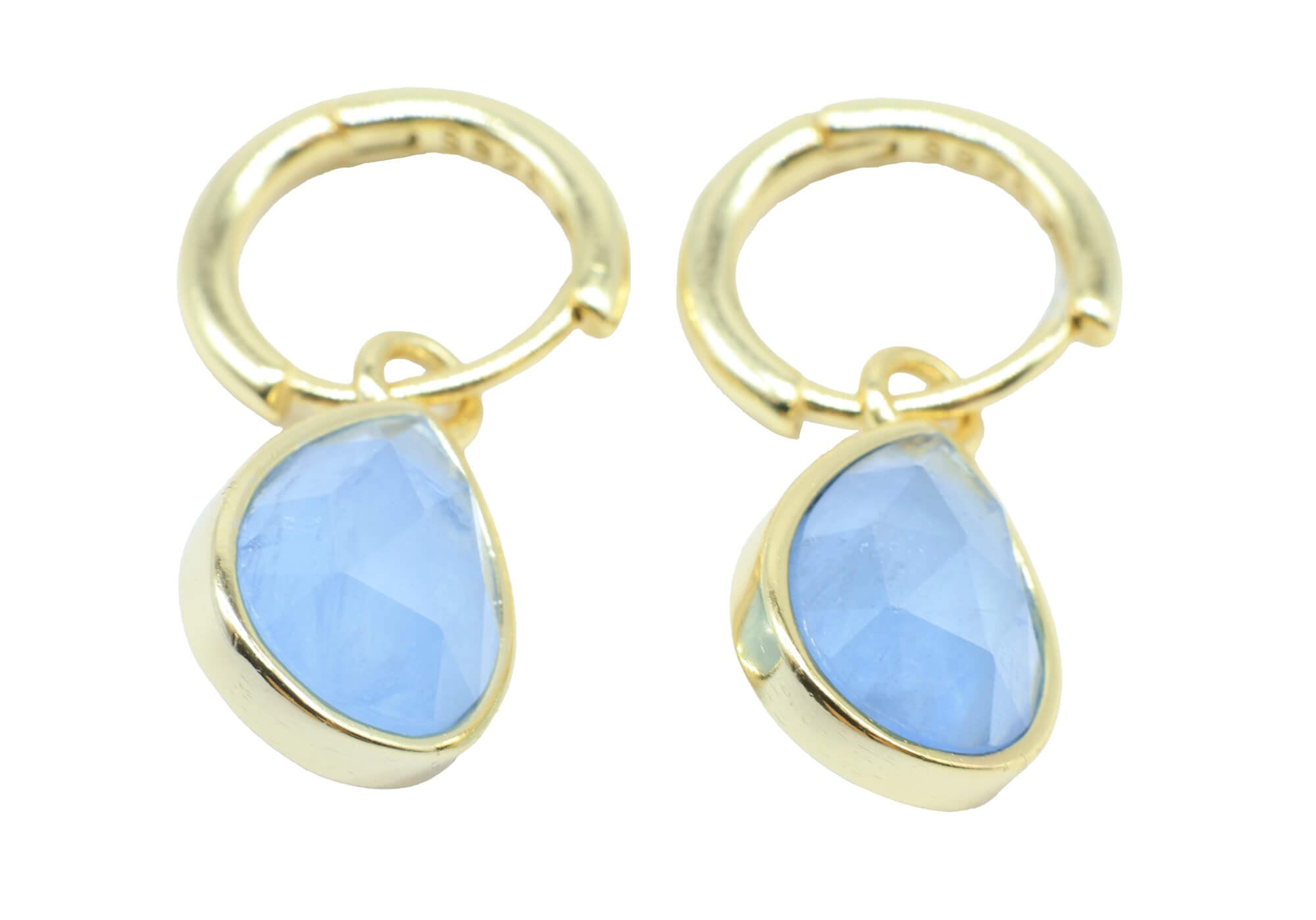Boucles d'oreilles Argent 925 'Halo Minéral' - Aigue Marine - Plaquage Or