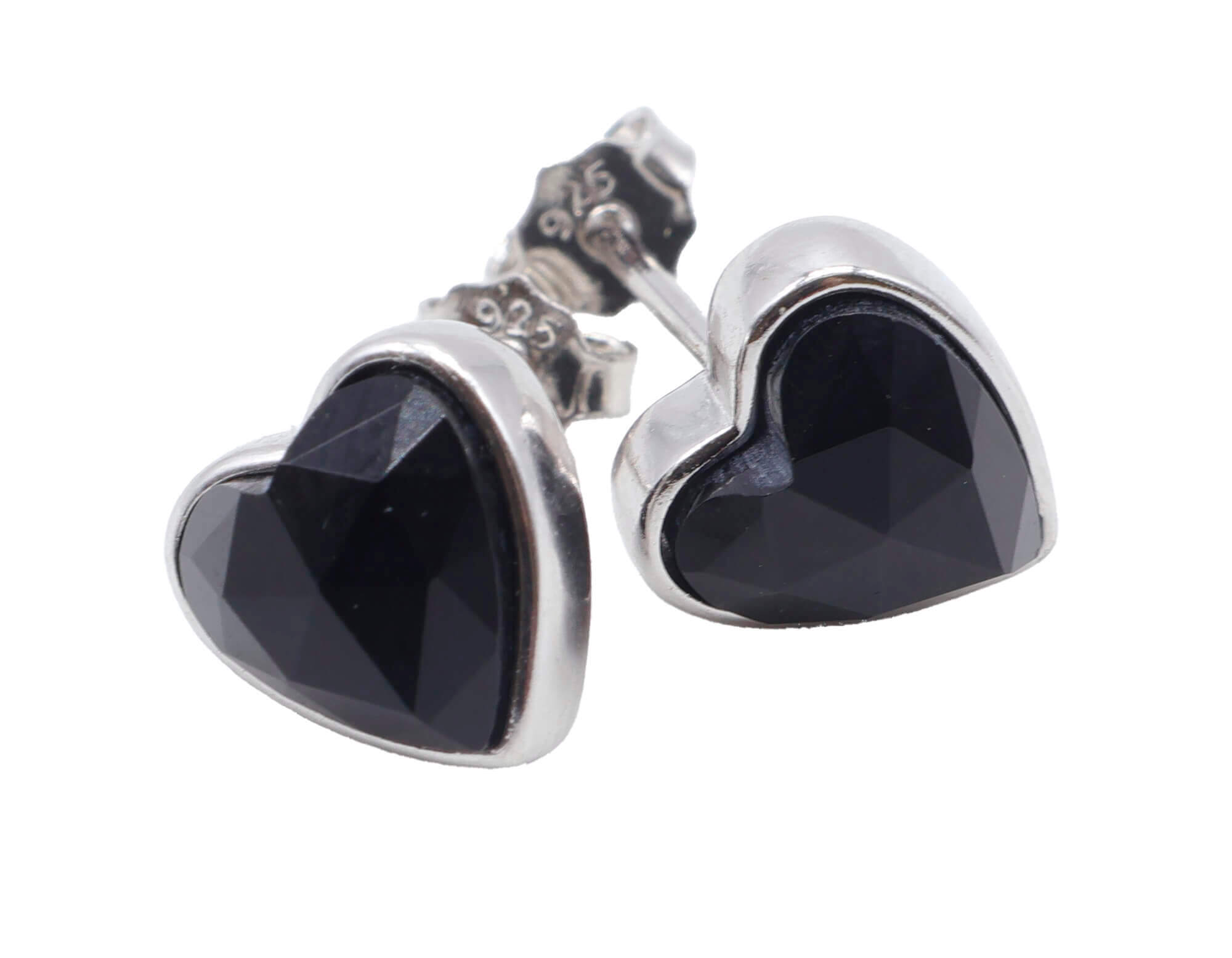 Boucles d'oreilles Argent 925 Onyx Coeur
