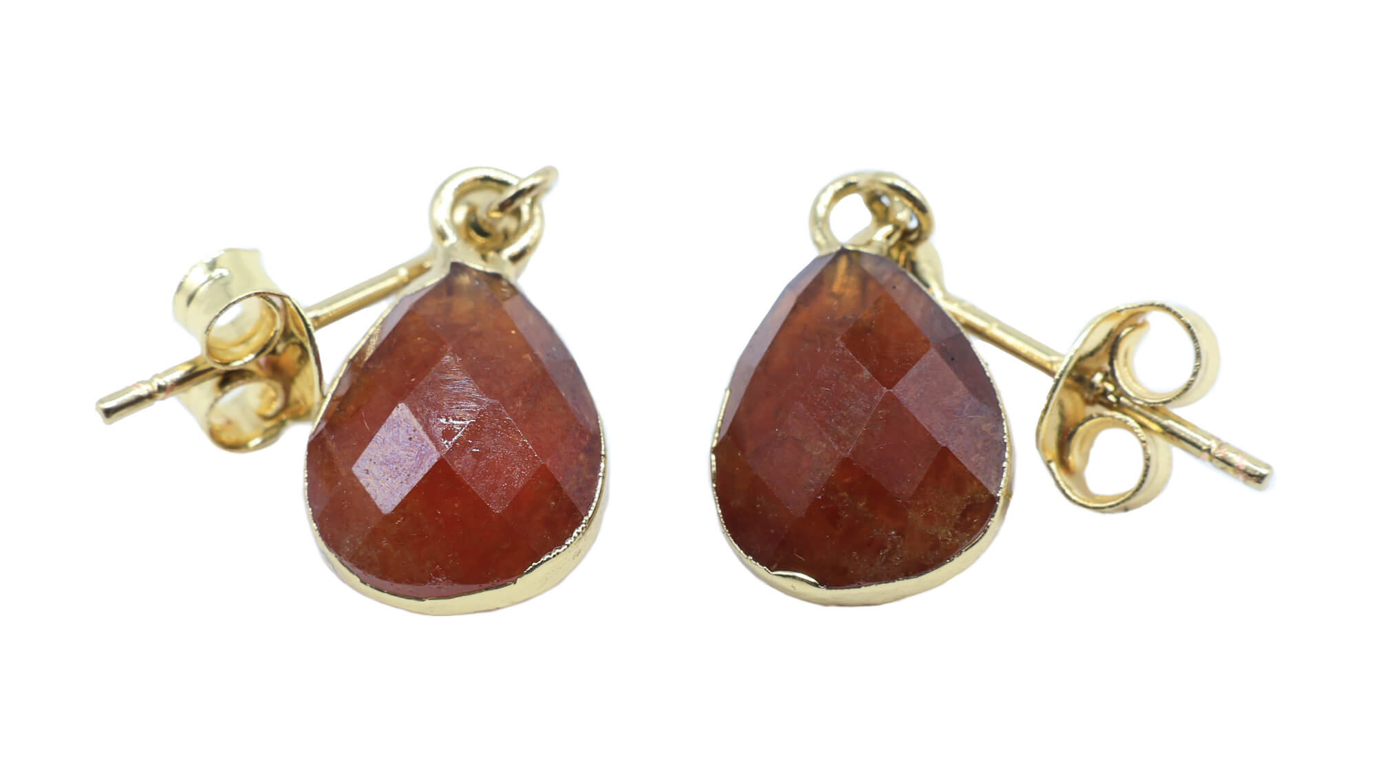 Boucles d'oreilles Argent 925 'Ondée Dorée' - Grenat - Plaquage Or