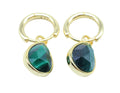 Boucles d'oreilles Argent 925 'Halo Minéral' - Malachite - Plaquage Or