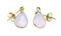 Boucles d'oreilles Argent 925 'Ondée Dorée' - Quartz Rose - Plaquage Or