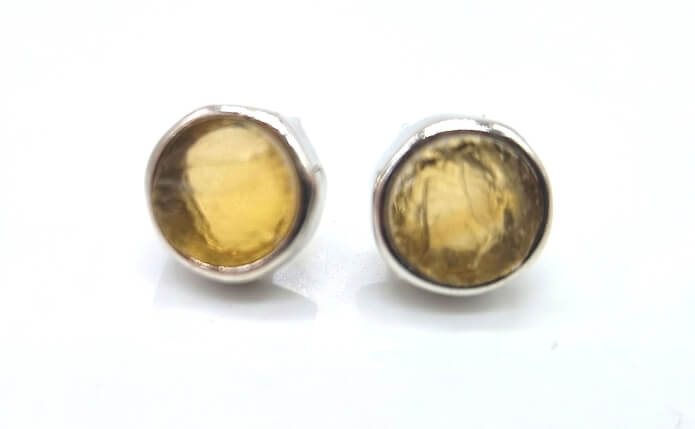 Boucles d'oreilles Argent 925 Citrine ronde brute