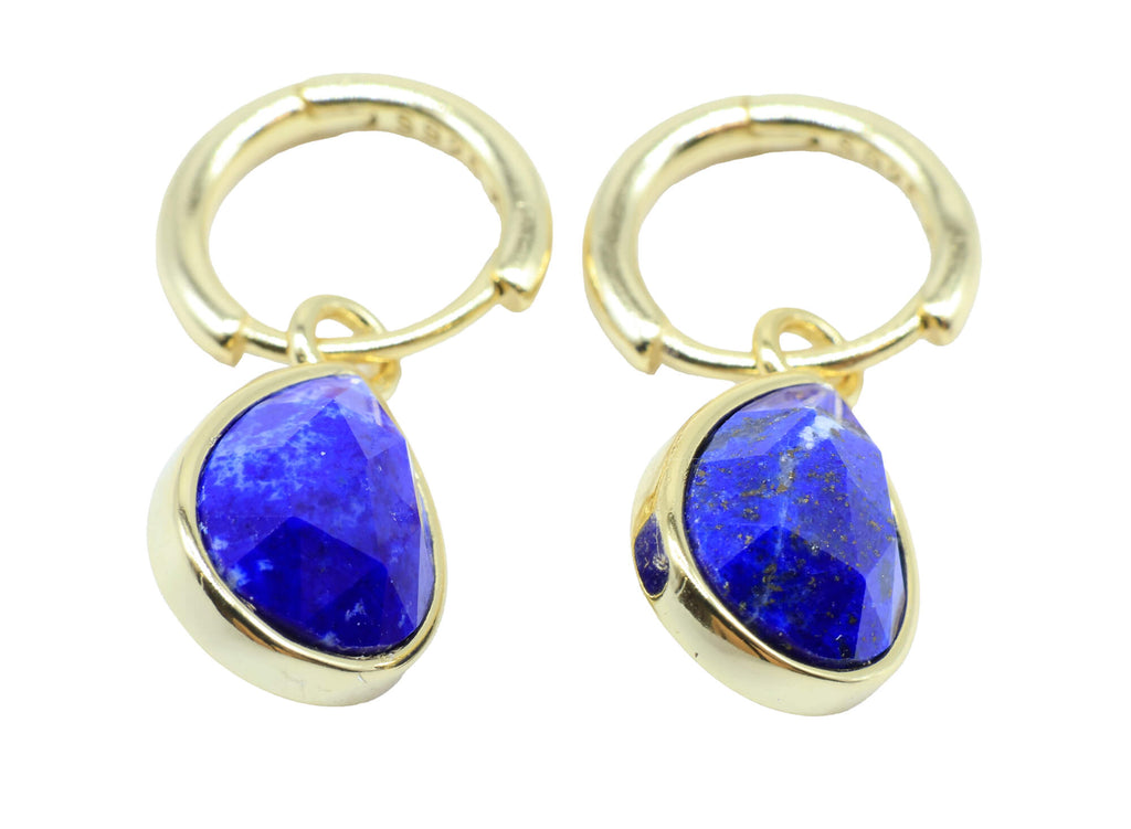 Boucles d'oreilles Argent 925 'Halo Minéral' - Lapis Lazuli - Plaquage Or