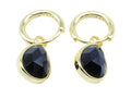 Boucles d'oreilles Argent 925 'Halo Minéral' - Onyx - Plaquage Or