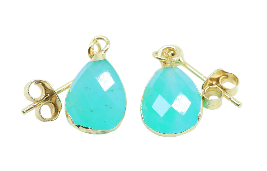 Boucles d'oreilles Argent 925 'Ondée Dorée' - Amazonite - Plaquage Or