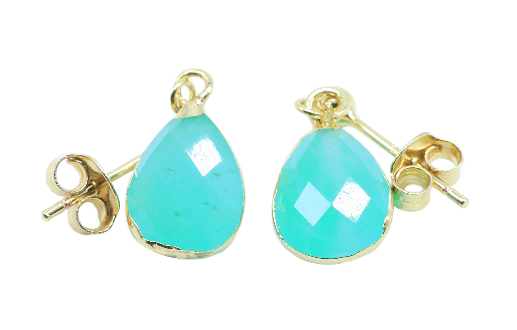 Boucles d'oreilles Argent 925 'Ondée Dorée' - Amazonite - Plaquage Or