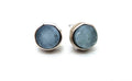 Boucles d'oreilles Argent 925 Aigue Marine ronde brute