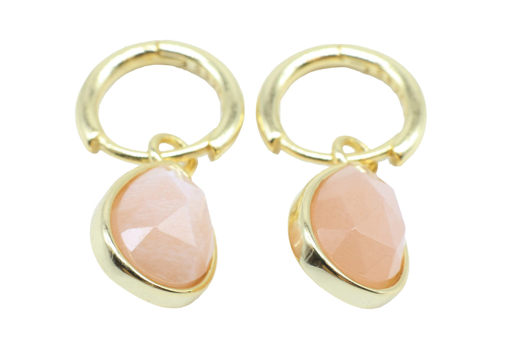 Boucles d'oreilles Argent 925 'Halo Minéral' - Pierre de Soleil - Plaquage Or