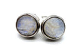 Boucles d'oreilles Argent 925 Pierre de Lune ronde brute