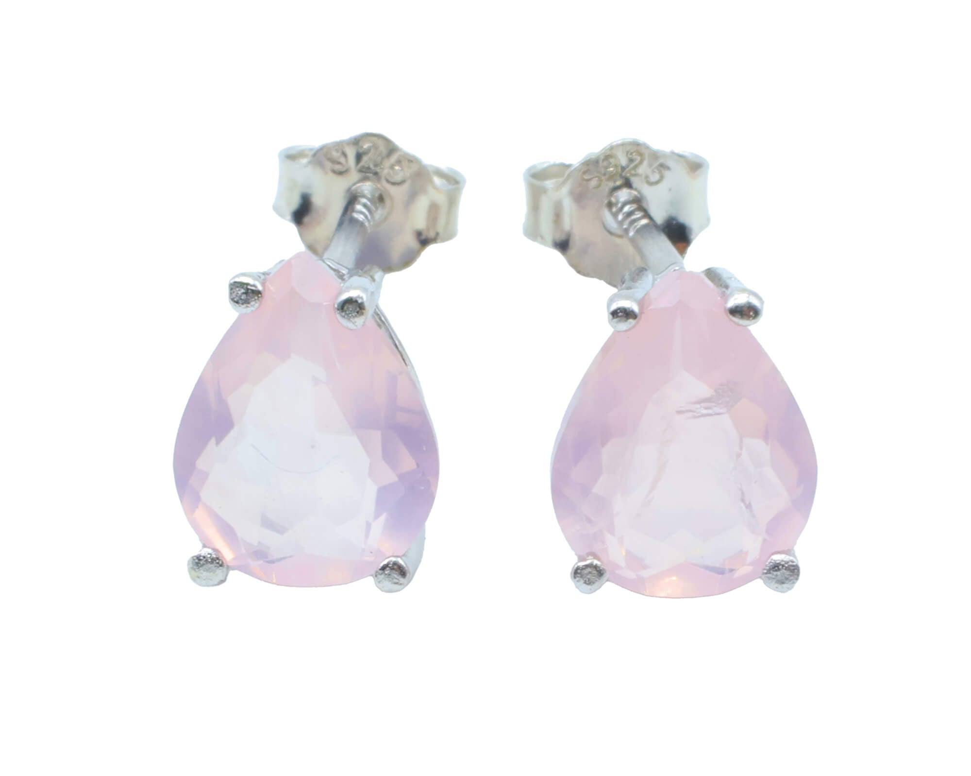 Boucles d'oreilles Argent 925 Quartz Rose Larme