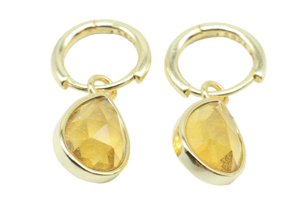 Boucles d'oreilles Argent 925 'Halo Minéral' - Citrine - Plaquage Or